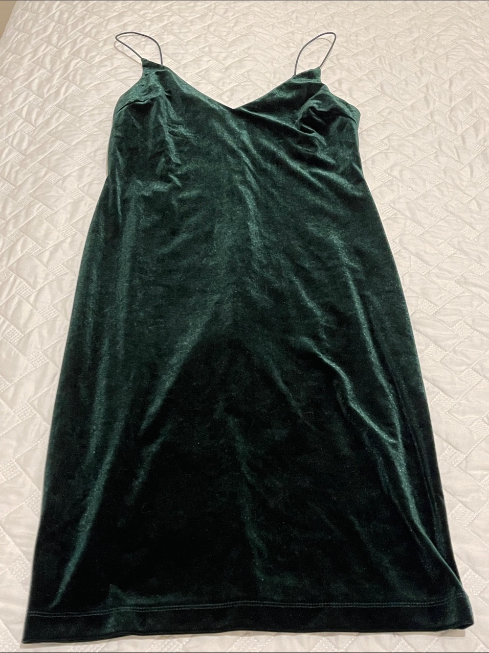 B. Smart Emerald Green Velvet Slip Midi Dress